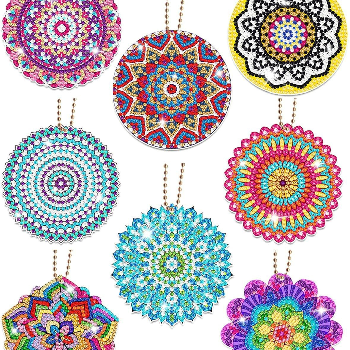 ‌Handmade DIY Diamond Painting Keychain Set with Drill Painting Pendant Craft Kit Diamond Sticker Accessories