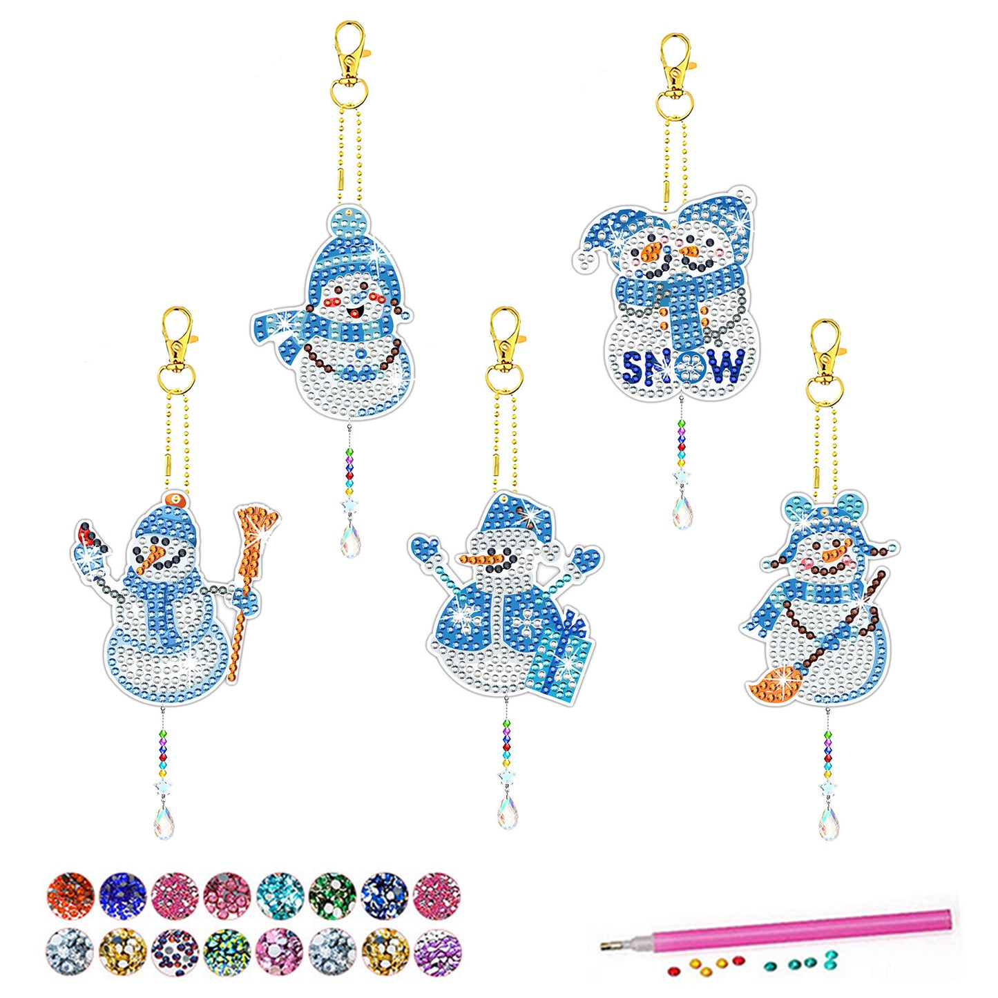 ‌Custom Christmas Diamond Painting DIY Full Drill Diamond Wind Chime Pendant Keychain Cross-border Diamond Art Kit