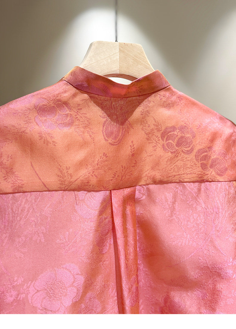 ‌Vintage-Inspired Silk Two-Piece Set‌ Mandarin Collar Shirt + Vest with Frog Closures (Spring 2026 Collection)