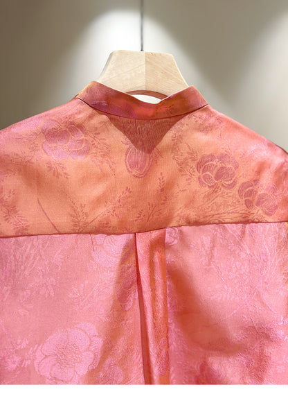 ‌Vintage-Inspired Silk Two-Piece Set‌ Mandarin Collar Shirt + Vest with Frog Closures (Spring 2026 Collection)