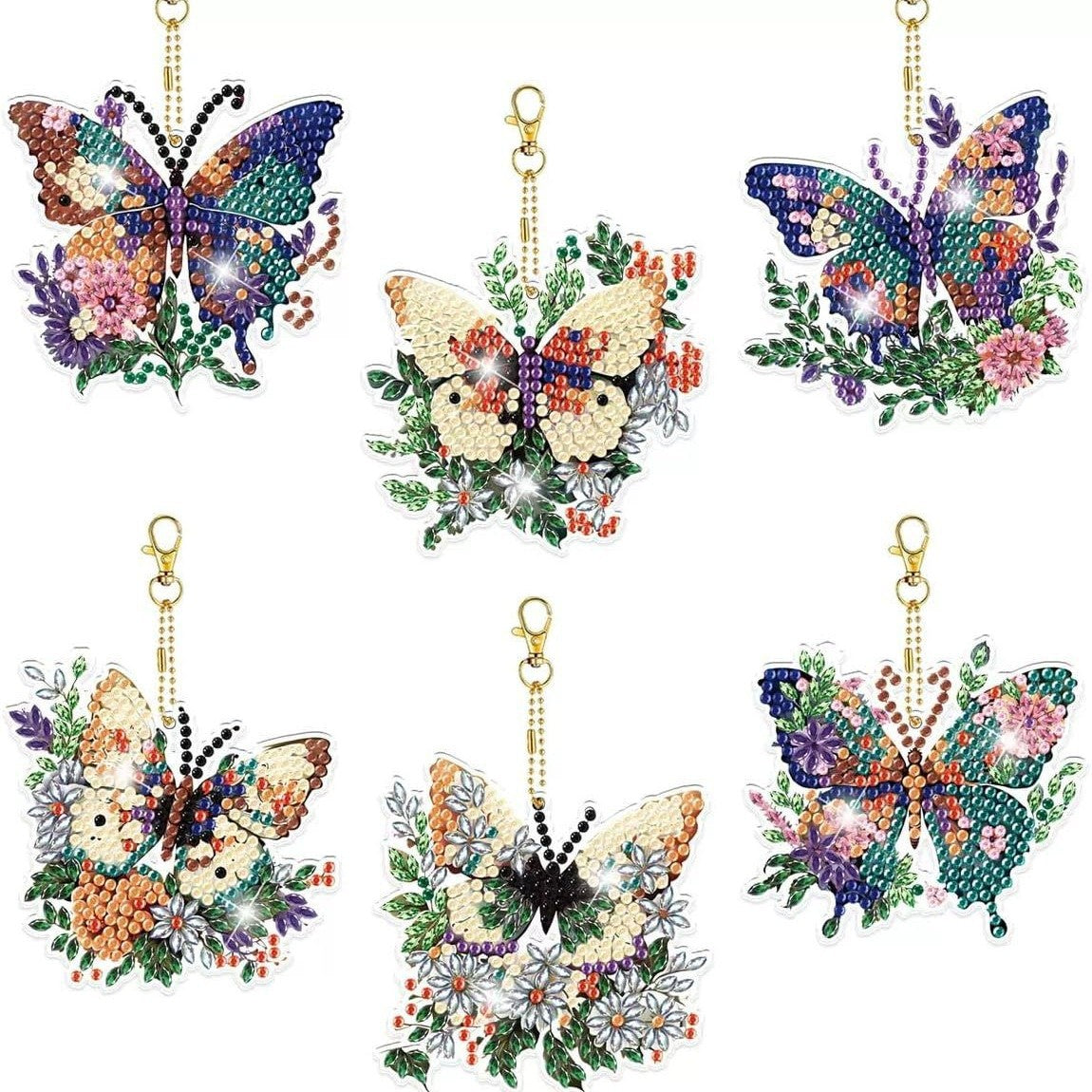 ‌Handmade DIY Diamond Painting Keychain Set with Drill Painting Pendant Craft Kit Diamond Sticker Accessories