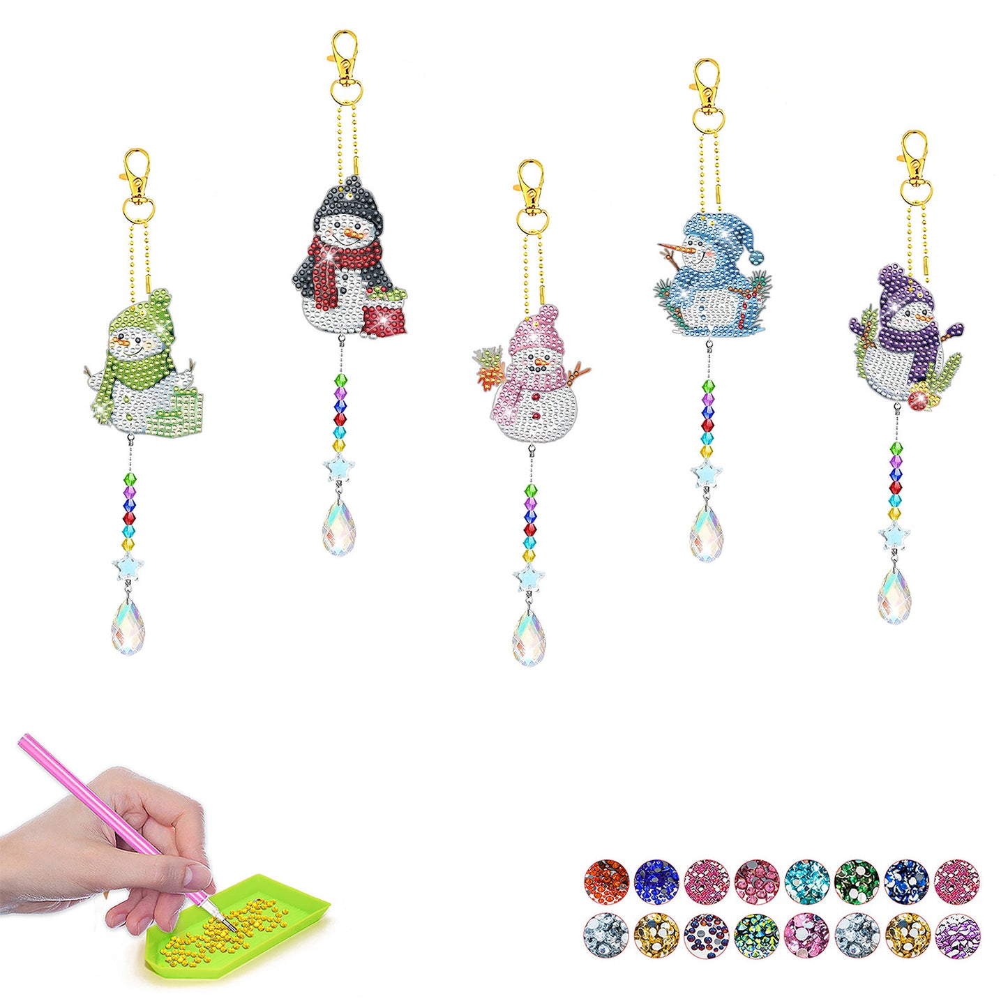 ‌Custom Christmas Diamond Painting DIY Full Drill Diamond Wind Chime Pendant Keychain Cross-border Diamond Art Kit