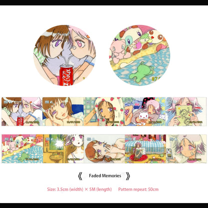 ACCIO × Ollie Frog "Faded Memories" Journal Tape - Grid Pattern Matte/Glitter Lamination Washi Journal Tape