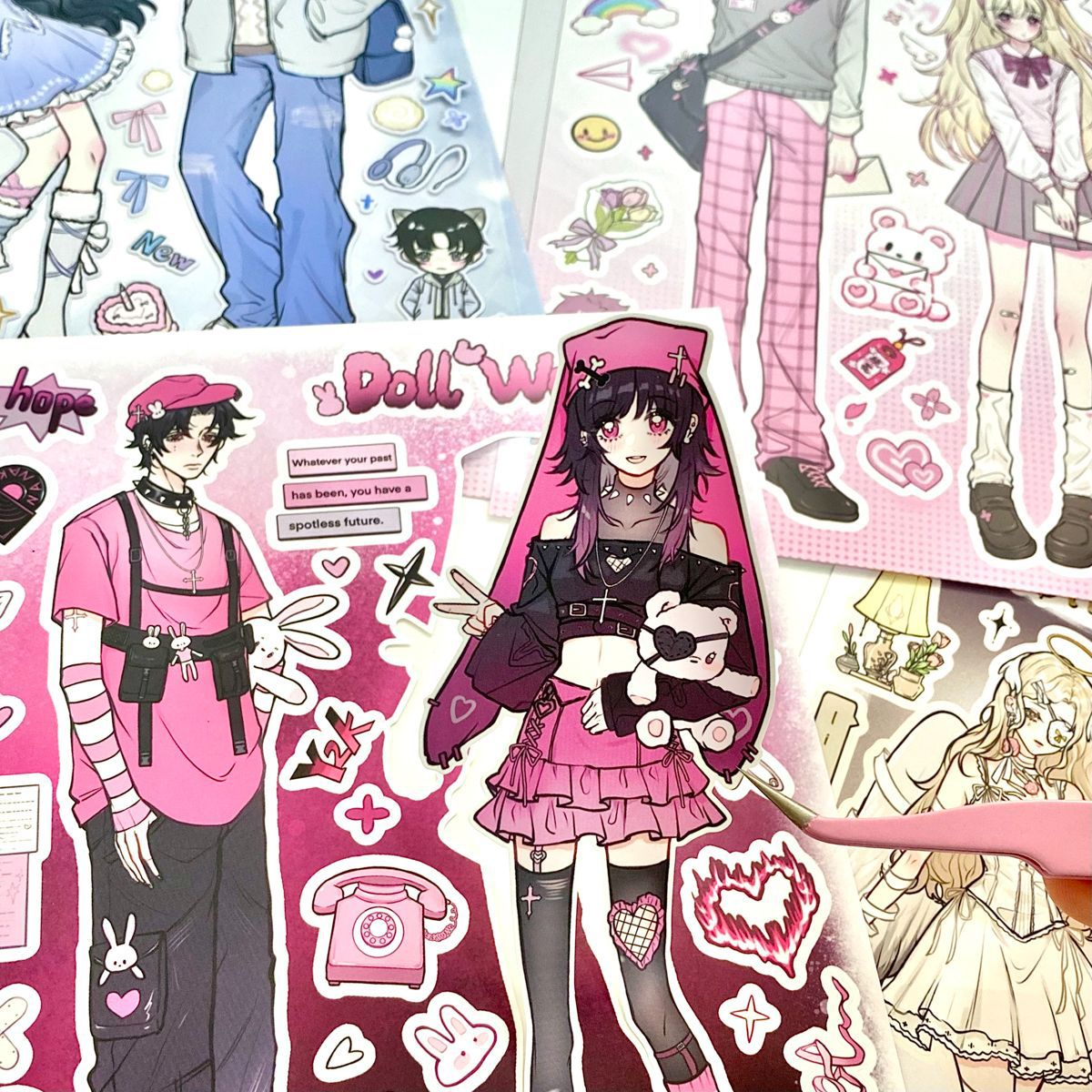 ‌WAKA ORIGINAL Romantic Couples Series Stickers - Anime Scrapbook/GUKA/GUBEN/Phone Case Decor Wholesale