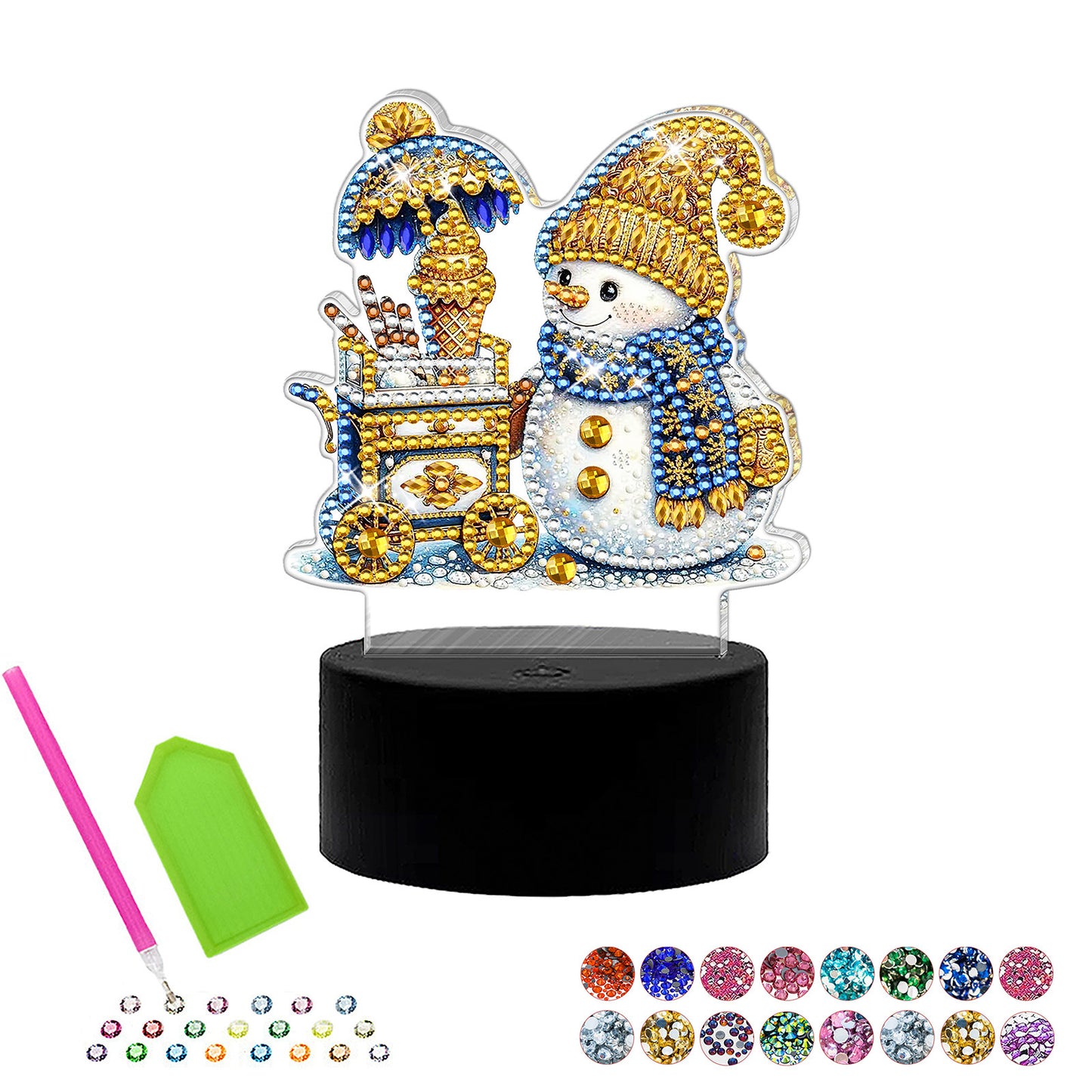 Acrylic Diamond Painting Kit with Christmas Pattern, Touch Sensor Night Light, 5D Diamond Dot Sticker, DIY Craft