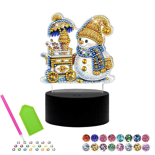 Acrylic Diamond Painting Kit with Christmas Pattern, Touch Sensor Night Light, 5D Diamond Dot Sticker, DIY Craft