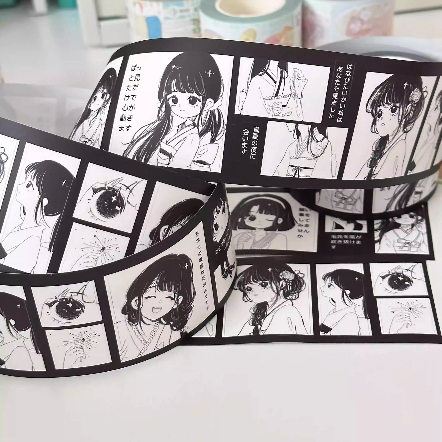Pepper Toast Black & White Story Die-Cut Sticker Roll - Salt-style Journaling Material, Character Collage, Cute Aesthetic