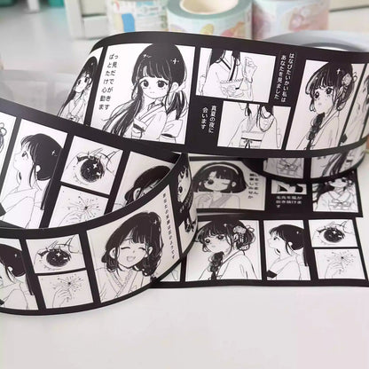 Pepper Toast Black & White Story Die-Cut Sticker Roll - Salt-style Journaling Material, Character Collage, Cute Aesthetic