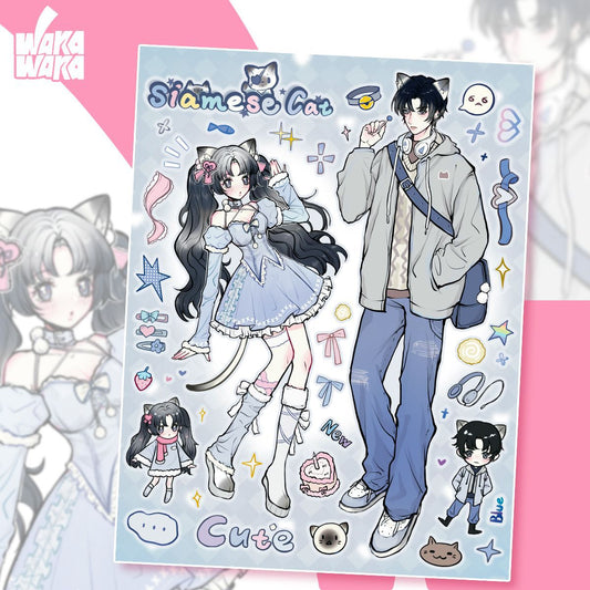 ‌WAKA ORIGINAL Romantic Couples Series Stickers - Anime Scrapbook/GUKA/GUBEN/Phone Case Decor Wholesale