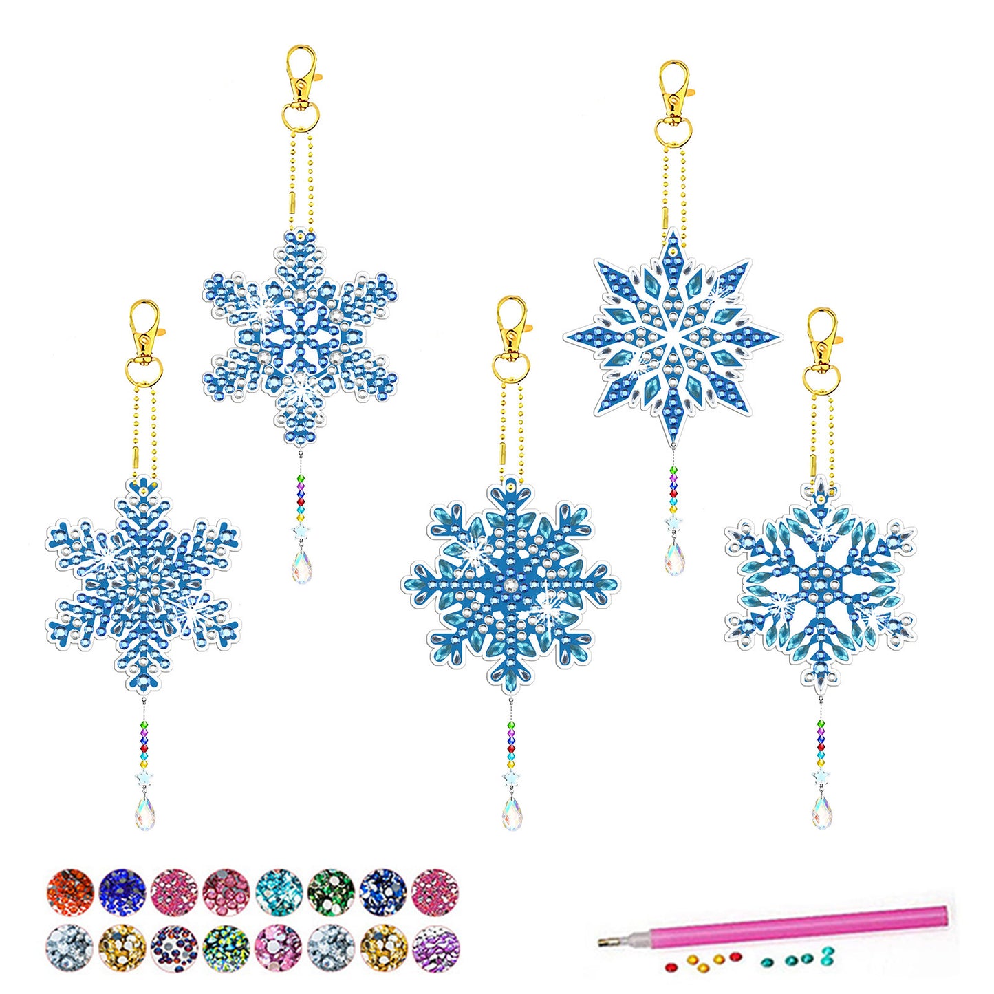 ‌Custom Christmas Diamond Painting DIY Full Drill Diamond Wind Chime Pendant Keychain Cross-border Diamond Art Kit