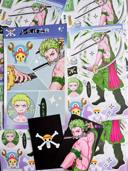 Gudak Stickers - Attack on Titan (Levi) & One Piece (Zoro) Collection - Journaling Decals for Scrapbooking & Card Making