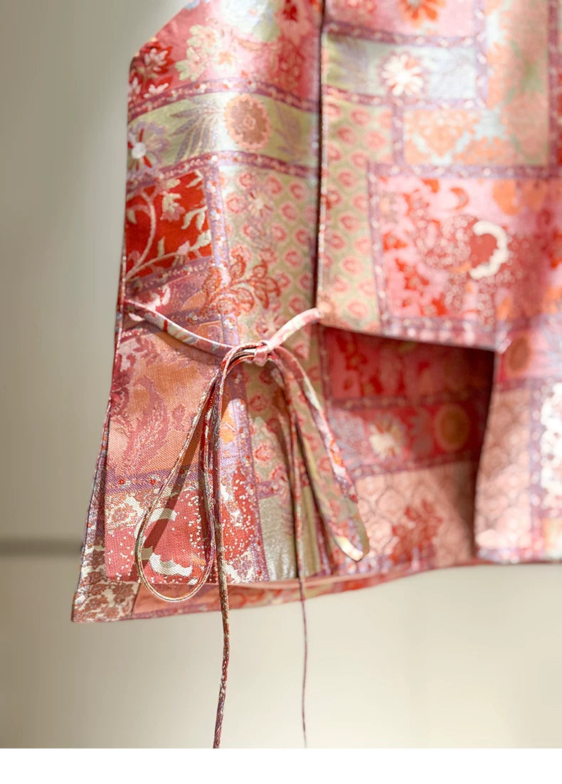 ‌Vintage-Inspired Silk Two-Piece Set‌ Mandarin Collar Shirt + Vest with Frog Closures (Spring 2026 Collection)