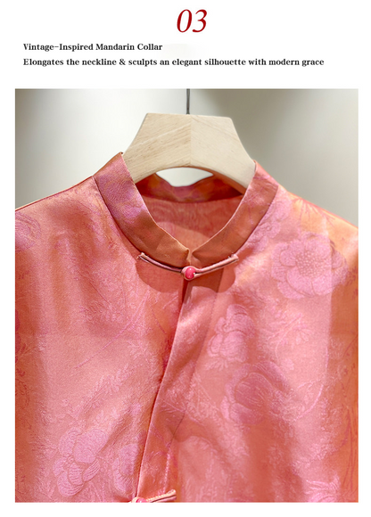 ‌Vintage-Inspired Silk Two-Piece Set‌ Mandarin Collar Shirt + Vest with Frog Closures (Spring 2026 Collection)