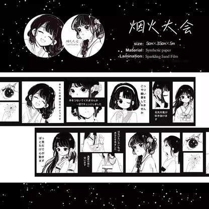Pepper Toast Black & White Story Die-Cut Sticker Roll - Salt-style Journaling Material, Character Collage, Cute Aesthetic