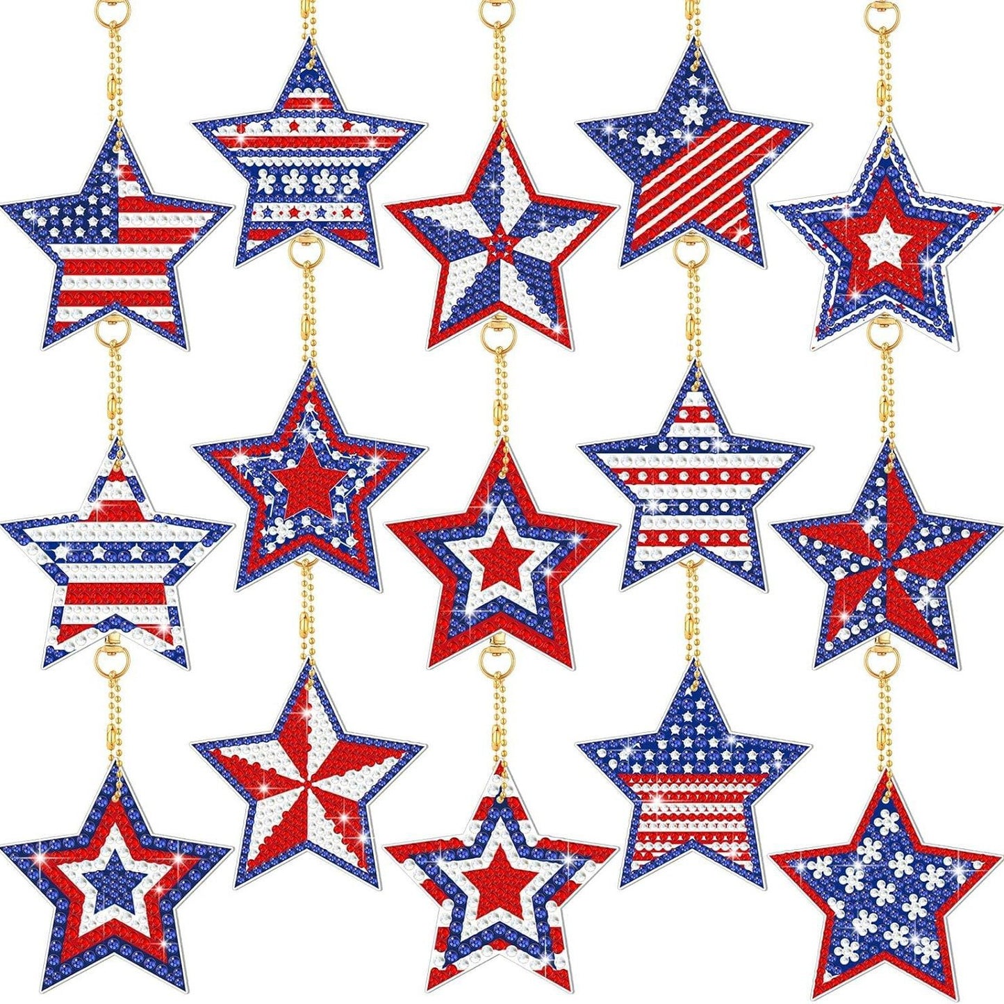 ‌Handmade DIY Diamond Painting Keychain Set with Drill Painting Pendant Craft Kit Diamond Sticker Accessories