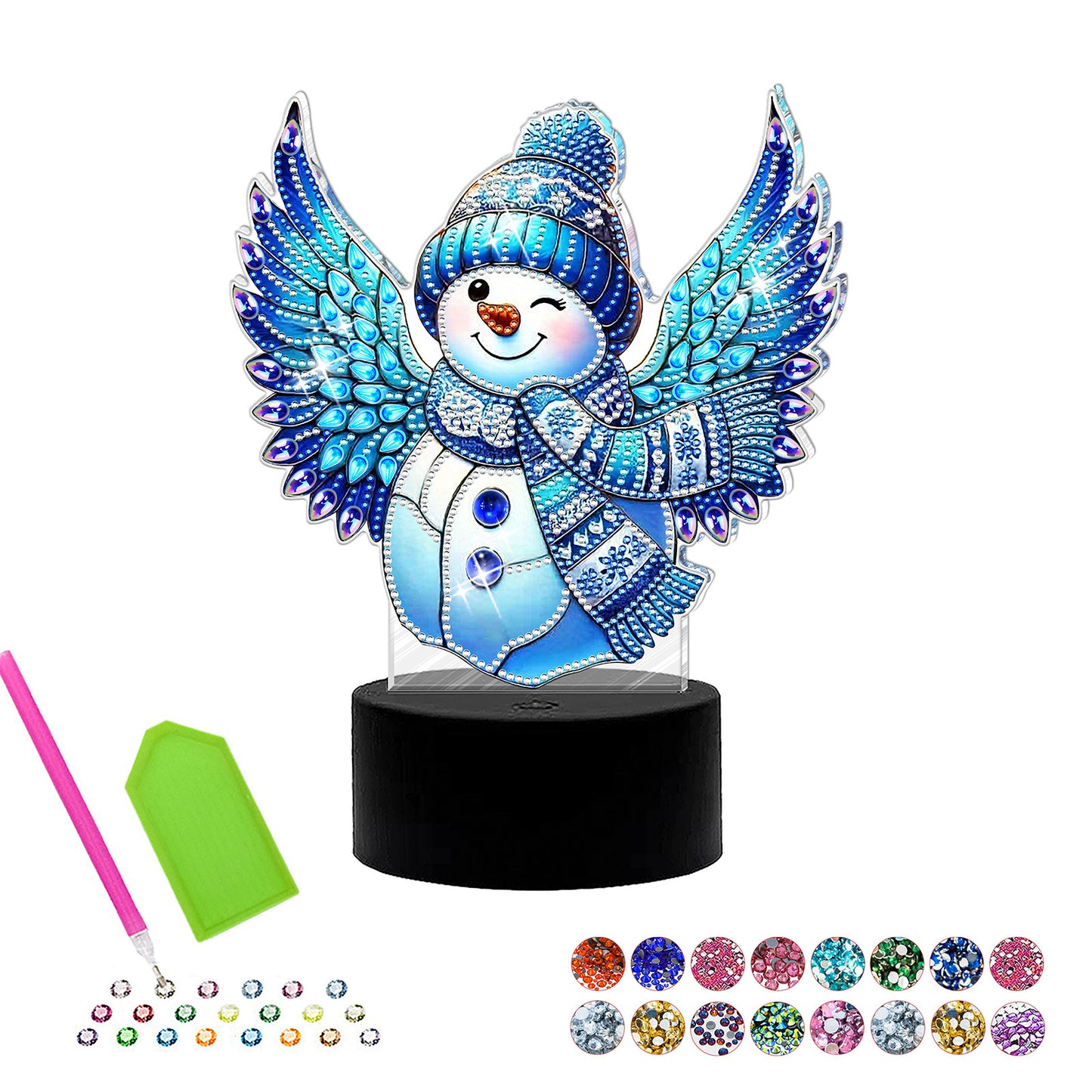 Acrylic Diamond Painting Kit with Christmas Pattern, Touch Sensor Night Light, 5D Diamond Dot Sticker, DIY Craft