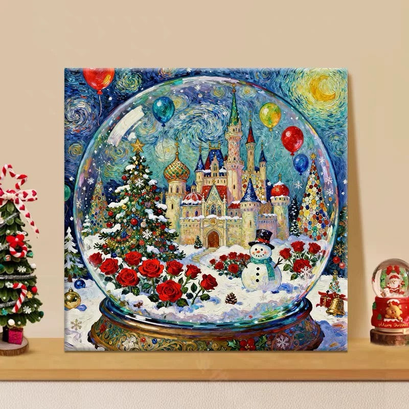 Christmas Castle Crystal Ball Diamond Painting DIY Kit‌。
