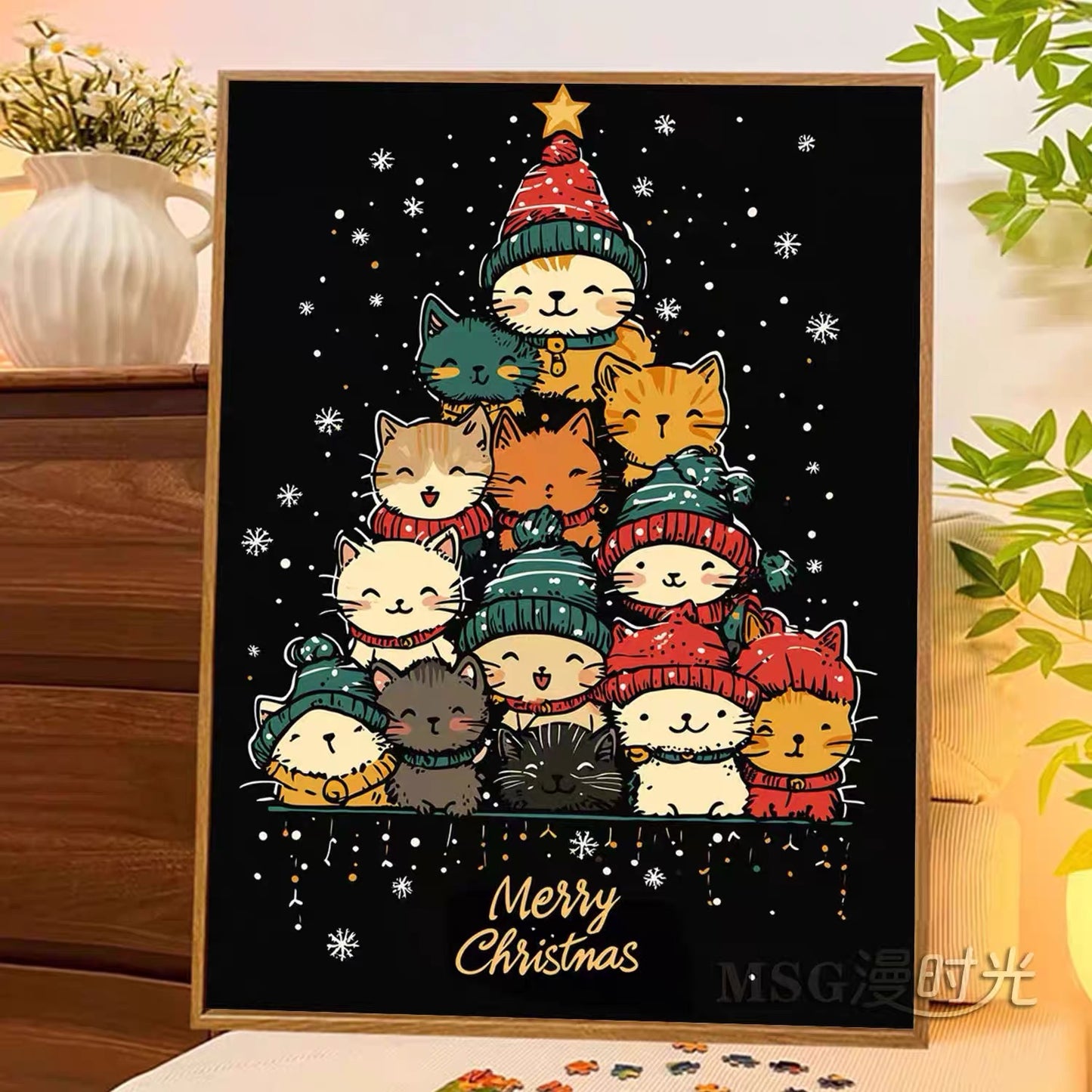 Christmas Tree Cat Diamond Painting DIY Kit‌。