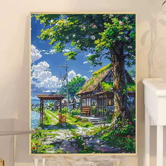 ‌Ghibli Landscape Diamond Painting DIY Craft for Living Room‌。