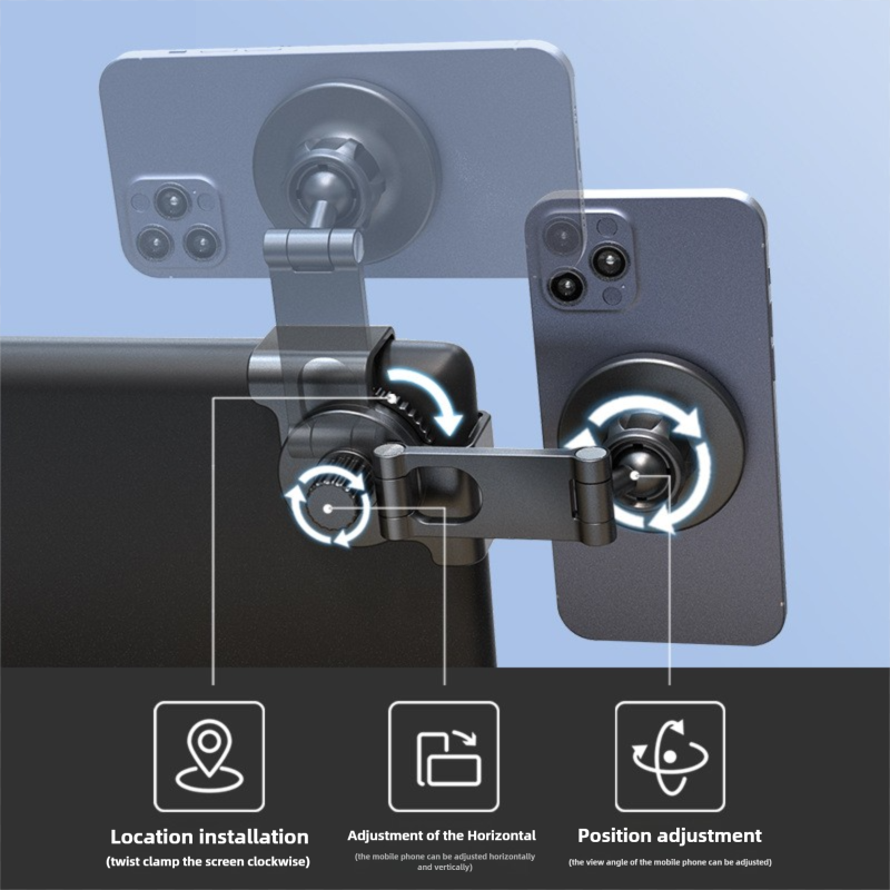 Magnetic Clip Screen Cell phone Holder for Car Foldable Hidden Navigation Bracket for Tesla