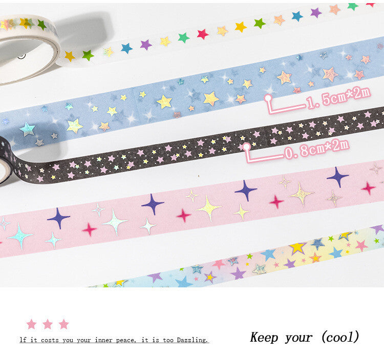 12-Roll Starry Dots Washi Tape Set – Ins Style Korean Aesthetic, Versatile for Journaling, Scrapbooking, Card Making, and Decoration