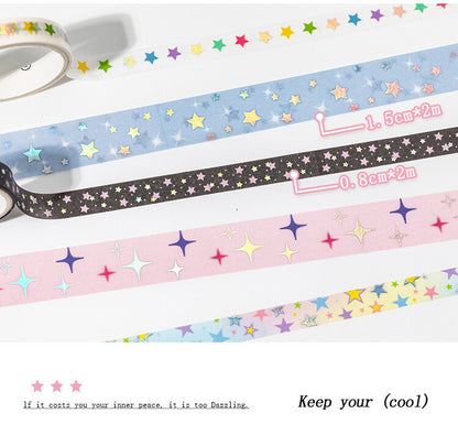 12-Roll Starry Dots Washi Tape Set – Ins Style Korean Aesthetic, Versatile for Journaling, Scrapbooking, Card Making, and Decoration