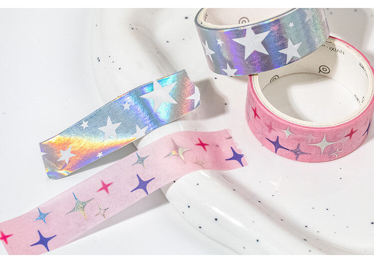 12-Roll Starry Dots Washi Tape Set – Ins Style Korean Aesthetic, Versatile for Journaling, Scrapbooking, Card Making, and Decoration