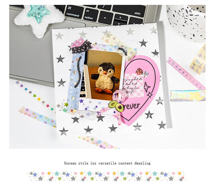 12-Roll Starry Dots Washi Tape Set – Ins Style Korean Aesthetic, Versatile for Journaling, Scrapbooking, Card Making, and Decoration