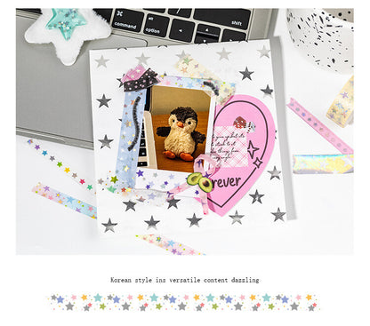 12-Roll Starry Dots Washi Tape Set – Ins Style Korean Aesthetic, Versatile for Journaling, Scrapbooking, Card Making, and Decoration