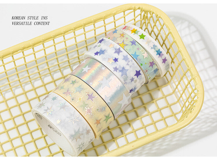 12-Roll Starry Dots Washi Tape Set – Ins Style Korean Aesthetic, Versatile for Journaling, Scrapbooking, Card Making, and Decoration