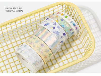 12-Roll Starry Dots Washi Tape Set – Ins Style Korean Aesthetic, Versatile for Journaling, Scrapbooking, Card Making, and Decoration