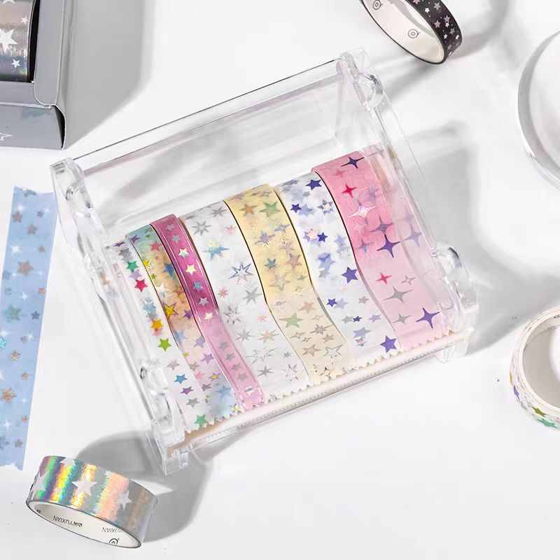 12-Roll Starry Dots Washi Tape Set – Ins Style Korean Aesthetic, Versatile for Journaling, Scrapbooking, Card Making, and Decoration