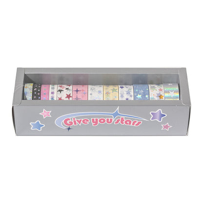 12-Roll Starry Dots Washi Tape Set – Ins Style Korean Aesthetic, Versatile for Journaling, Scrapbooking, Card Making, and Decoration
