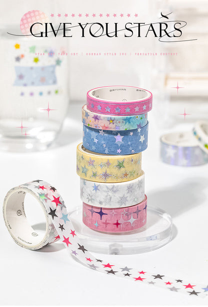 12-Roll Starry Dots Washi Tape Set – Ins Style Korean Aesthetic, Versatile for Journaling, Scrapbooking, Card Making, and Decoration