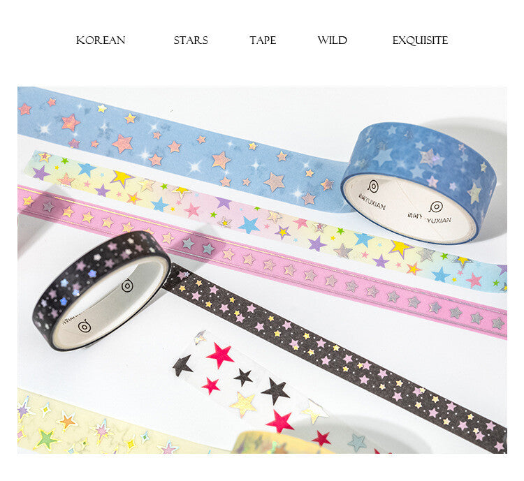 12-Roll Starry Dots Washi Tape Set – Ins Style Korean Aesthetic, Versatile for Journaling, Scrapbooking, Card Making, and Decoration