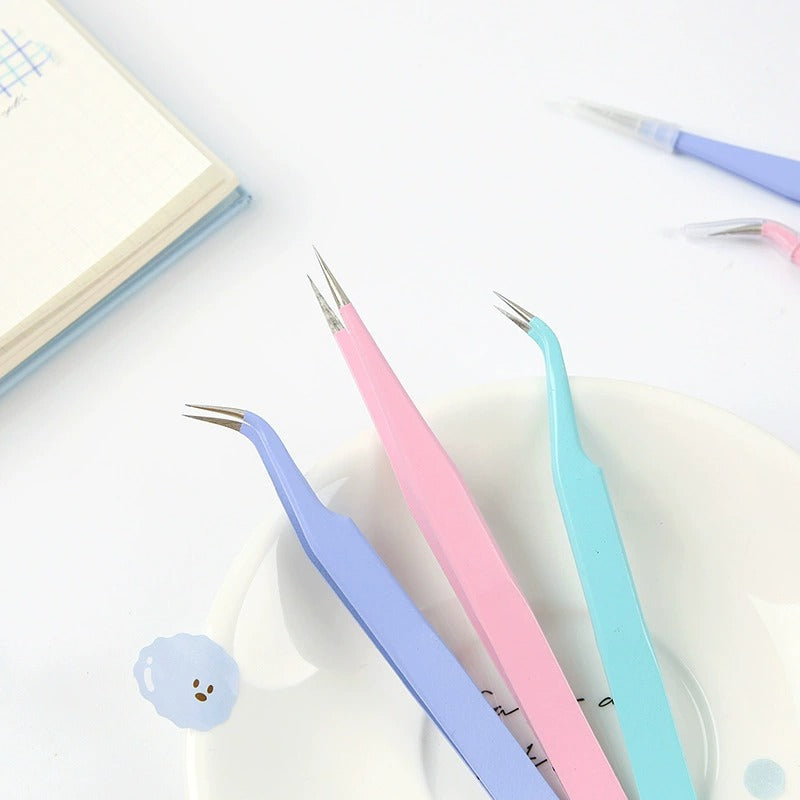 Colored Pointed Straight/Curved Tweezers